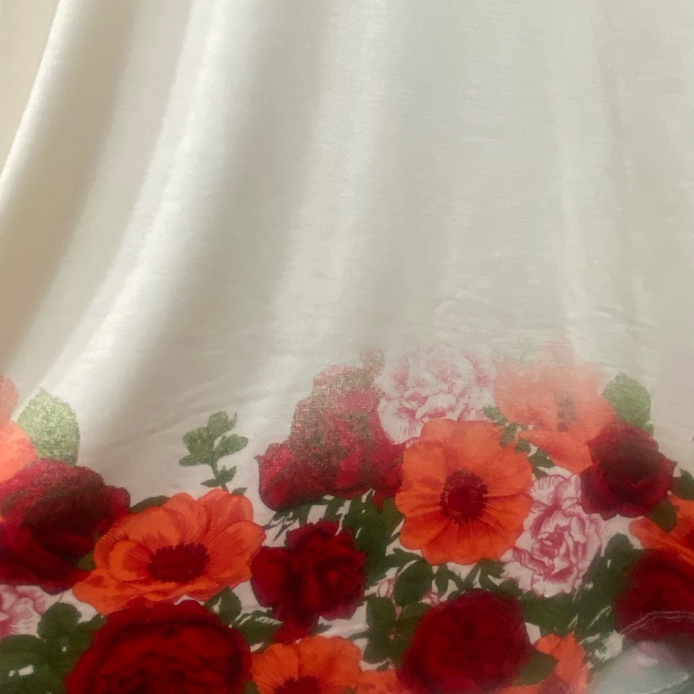 LuLaRoe Cream Top with Red and Green Floral Design - Picture 7 of 7